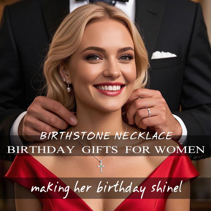 CupidGift Cross Necklace for Women 14K 18K White Gold Plated Dainty Round Emerald Birthstone Everyday Necklaces Jewelry Baptism Faith Anniversary Christmas Birthday Gifts for Wife Mom