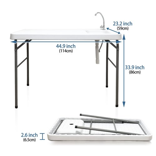GUAGUA Portable Fish Cleaning Table with Sink Portable Outdoor Camping Sink Station for Picnic BBQ RV Beach Patio Picnic
