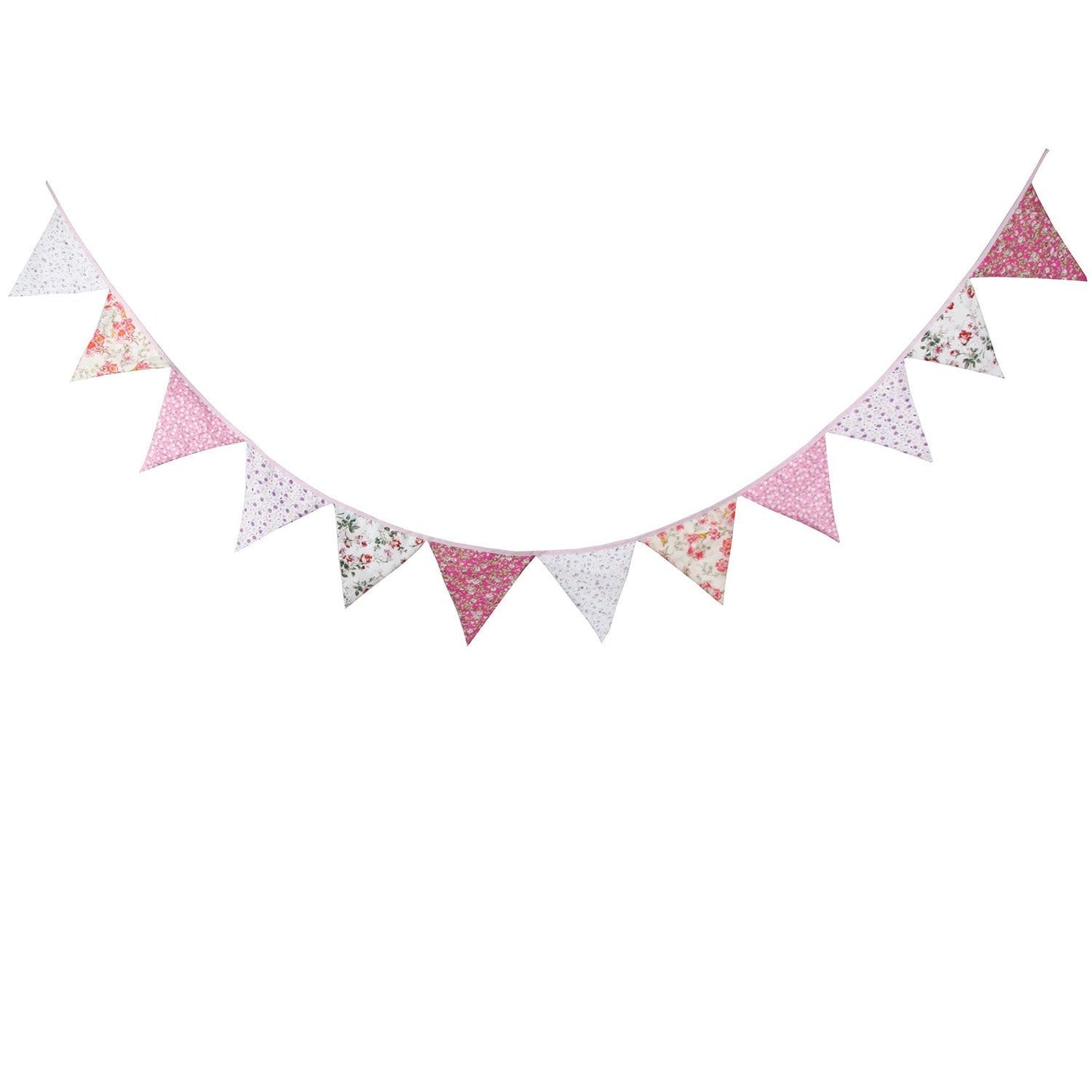 LOVENJOY Pink Floral 100% Cotton Bunting Banner for Girls Shabby Chic Wedding Birthday Decoration