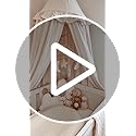 Wonder Space Kids Bed Canopy with Ruffles, Pastel Neutral Color for Boys & Girls, Frilled Cotton Tent Nursery Room Baby Cr...