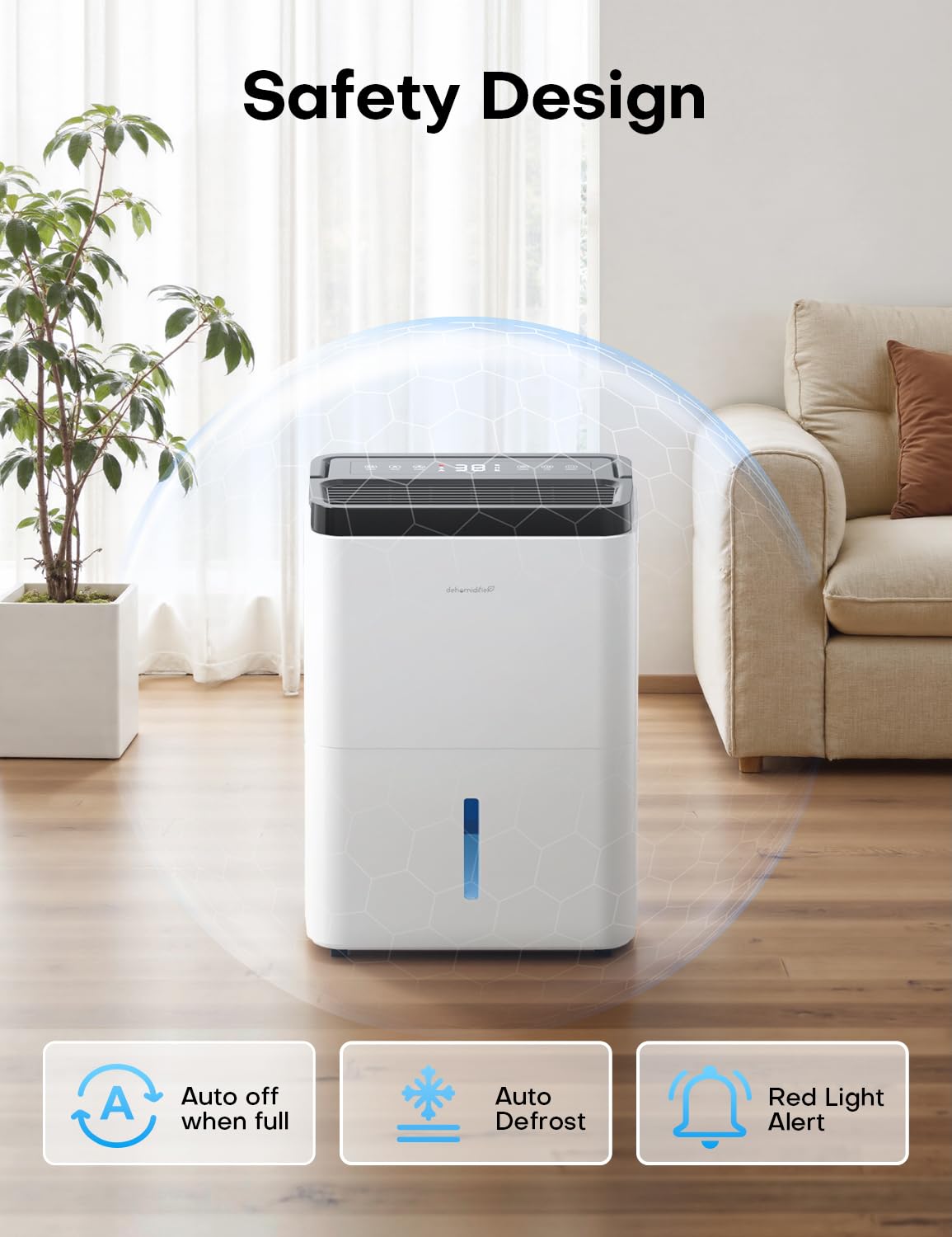 Dehumidifiers for Home Max 35 Pints, Compressor Dehumidifier with Drain Hose, Auto Mode, Dry Clothes, Two Fan Speeds, 24H Timer, Smart Humidity Control, for Bedroom, Basement, Bathroom, Home