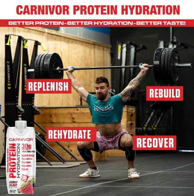 MuscleMeds Carnivor Protein Hydration RTD, Refreshing Ready to Drink, 30g Isolate Protein, Lactose Free, Sugar Free, Elect...