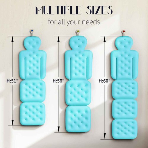 Full Body Bath Pillow for Bathtub, Thick Bathtub Cushion with Laundry Bag, Luxury Tub Pillow for Bath for Headrest Neck and Back Support Ocean Blue 60" x 16"