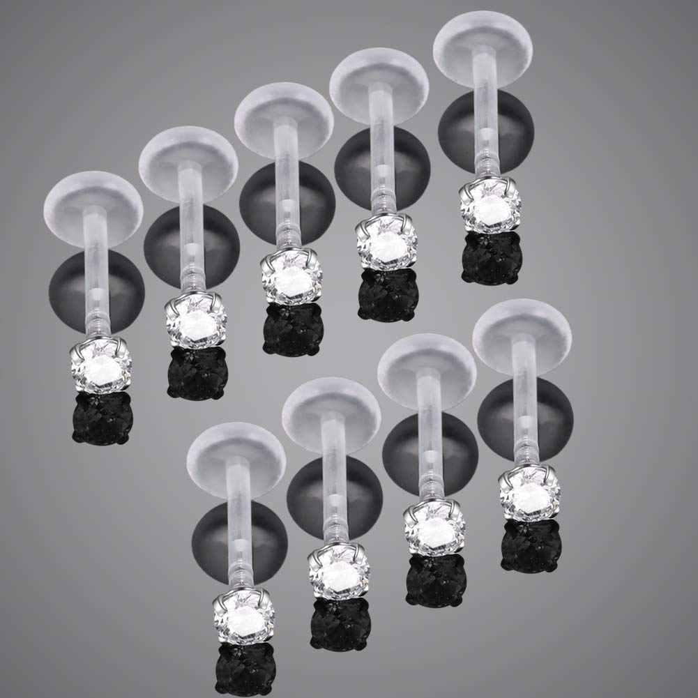 Xpircn Stainless Steel 16G Clear Bioflex 3mm CZ Labret Monroe Lip Ring Helix Stud Earrings
