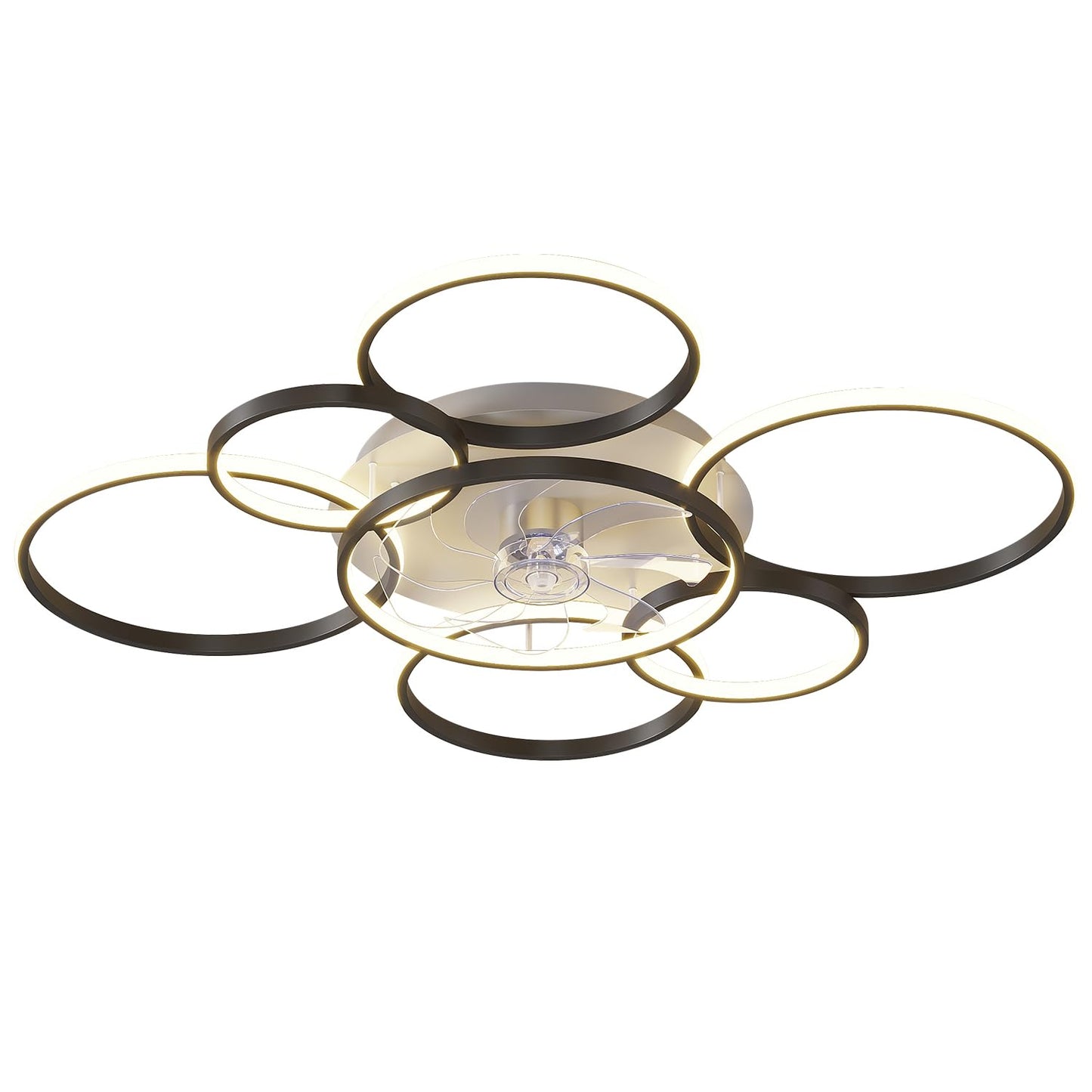 AVLRM 41" Modern Ceiling Fan with Lights, Flush Mount Ceiling Fan with Tri-Color Light 6-Speed Wind, Low Profile Ceiling Fans with Led Light and Remote Control for Living Room Bedroom Dining Room