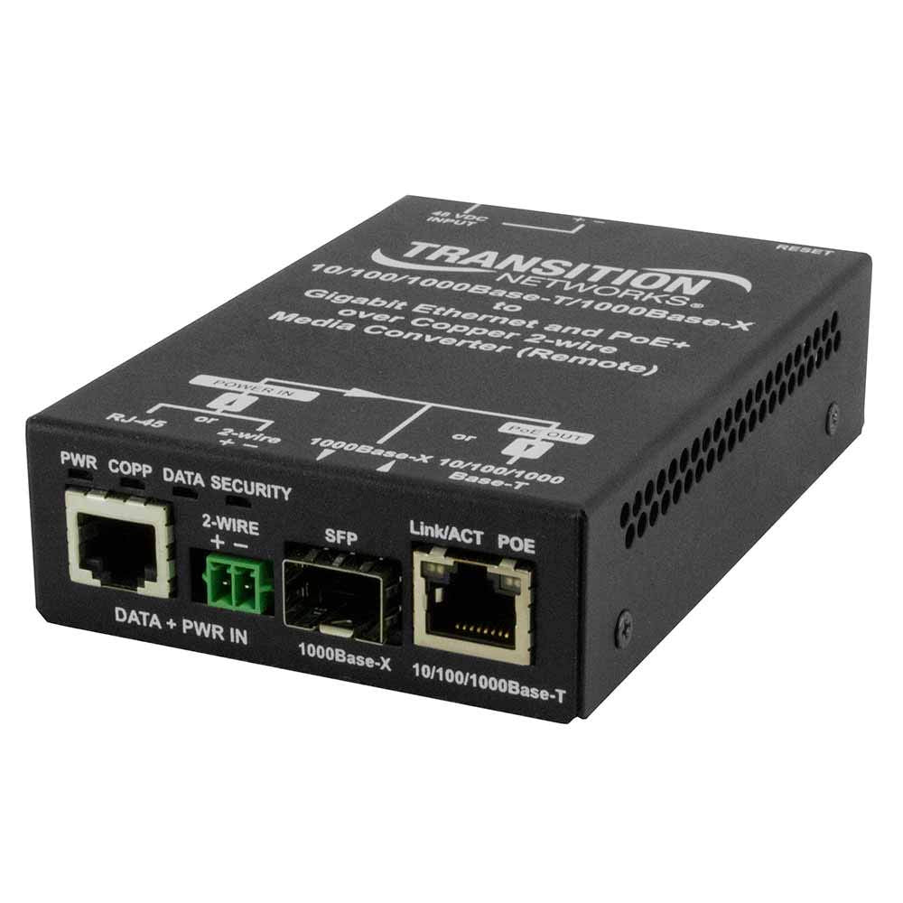 Transition Networks Ethernet Over 2-Wire Extender With Poe+