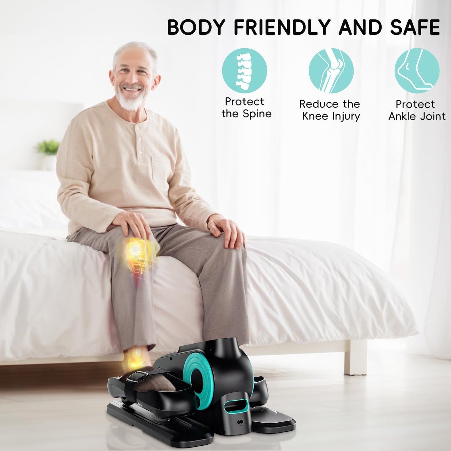 Under Desk Elliptical Machine,Electric Elliptical Leg Exerciser for Seniors with 12 Adjustable, Portable Quiet Elliptical Exercise Machine, Seated Pedal Exerciser with Resistance Band Quiet & Portable
