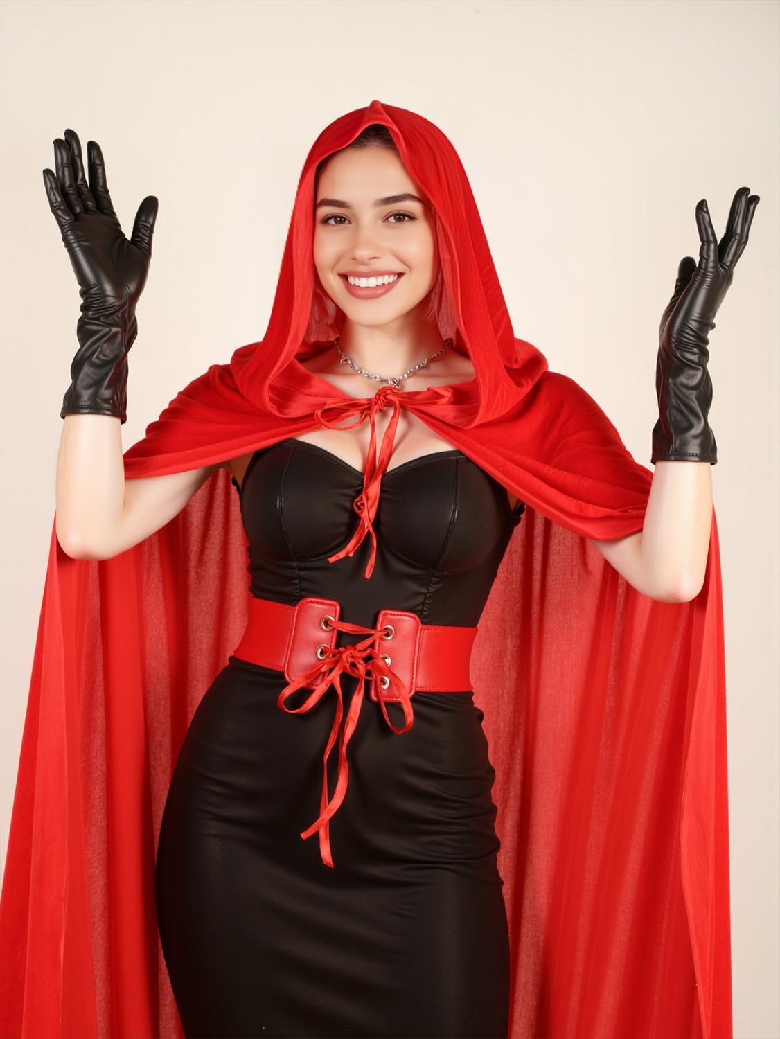 HOMELEX Black Witch Velvet Cloak Halloween Hooded Cape Queen King Robe Outfit Renaissance Medieval Costume