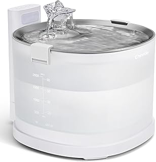 Cheerble Pumpless Cat Water Elfin Fountain, Wireless Pet Fountain Battery Operated, 2L/67oz E1+ Automatic Water Dispenser ...