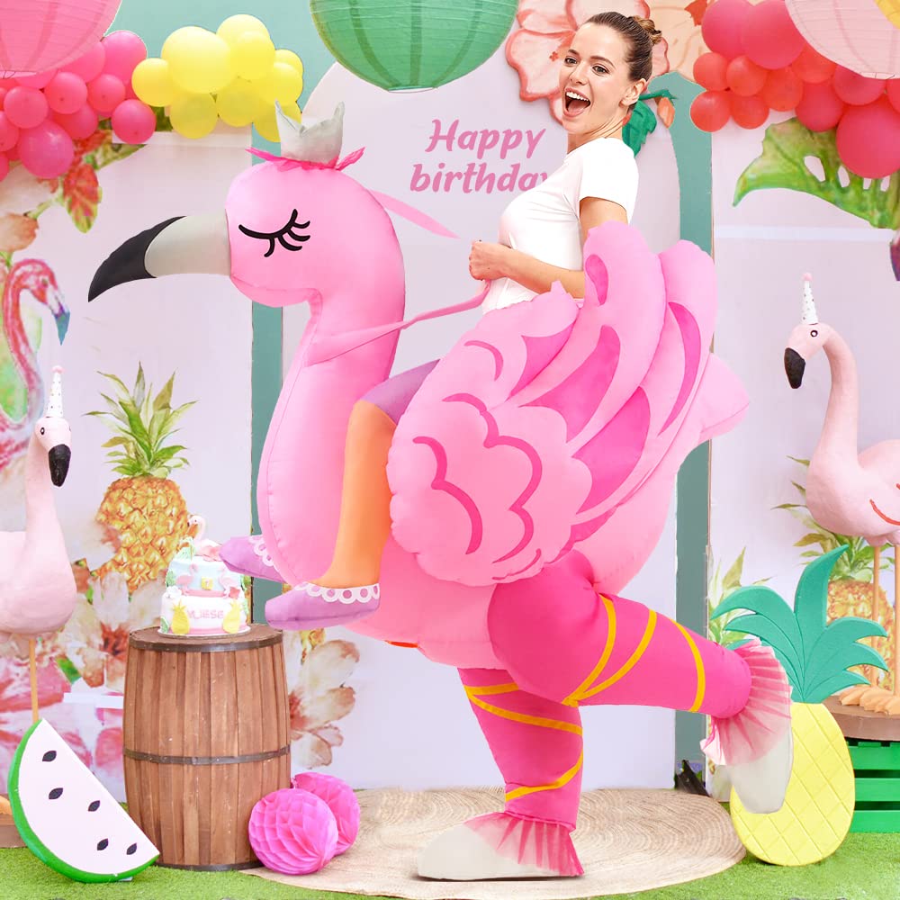 KOOY Inflatable Flamingo Costume Adult, Inflatable Costumes Women Men, Pink Flamingo Funny Suit Blow Up Costume for Adults, Party Halloween Costumes