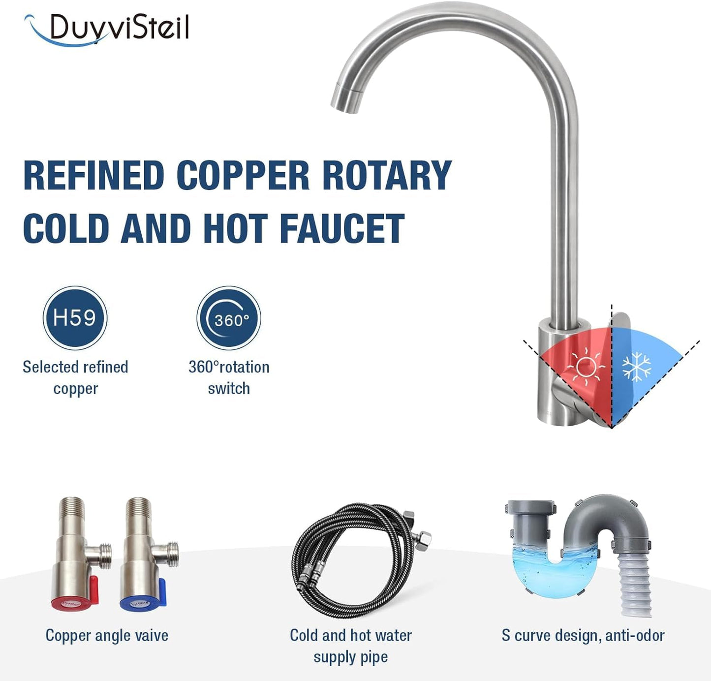 DuyviSteil Free Standing Double Bowl Sink, Stainless Steel Utility Sink, Commercial Restaurant Kitchen Sink Set, Water Pipe & w/Workbench & Storage Shelves Indoor Outdoor (47in)