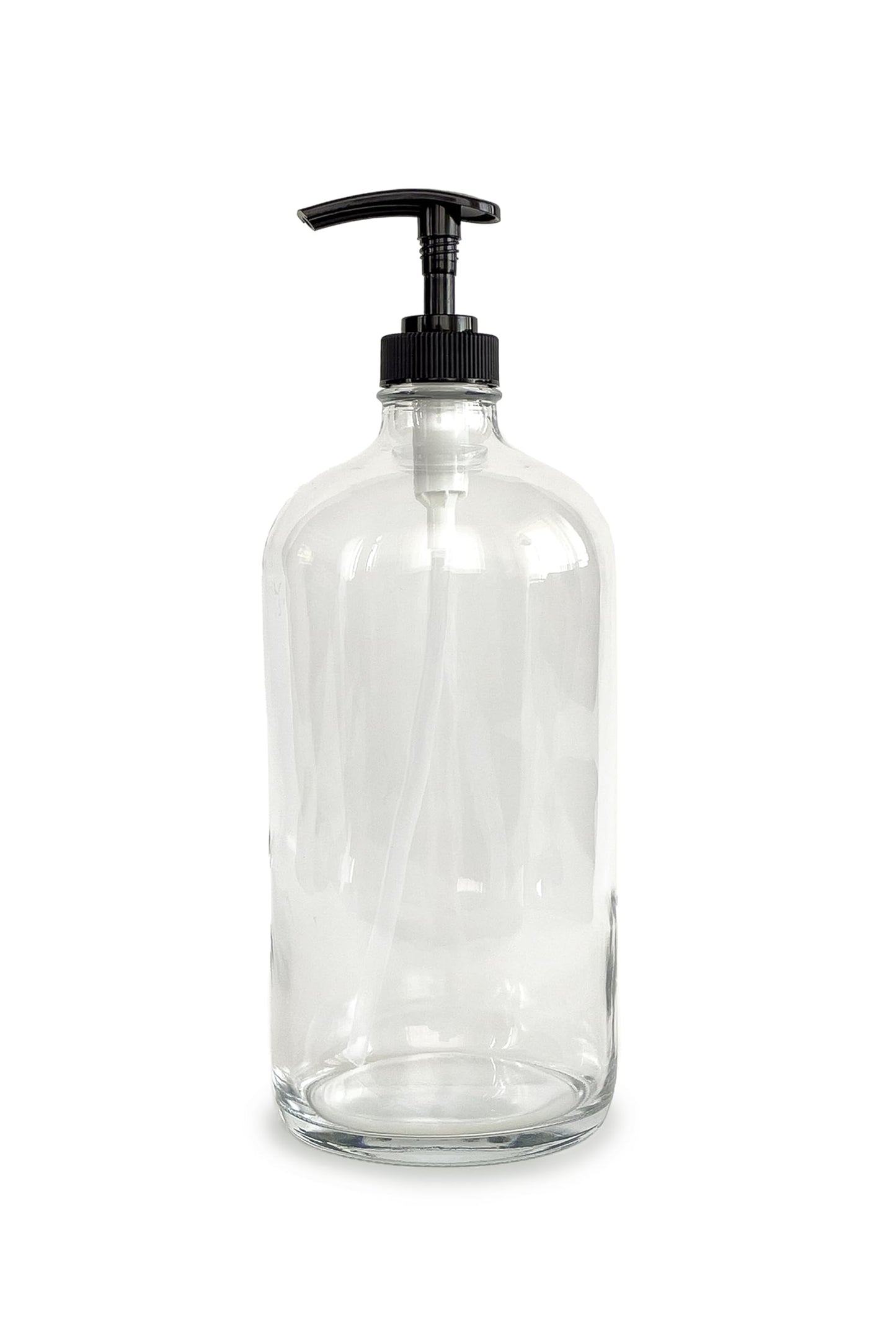 Vivaplex, 2, Large, 32 oz, Empty, Clear Glass Bottles with Black Lotion Pumps