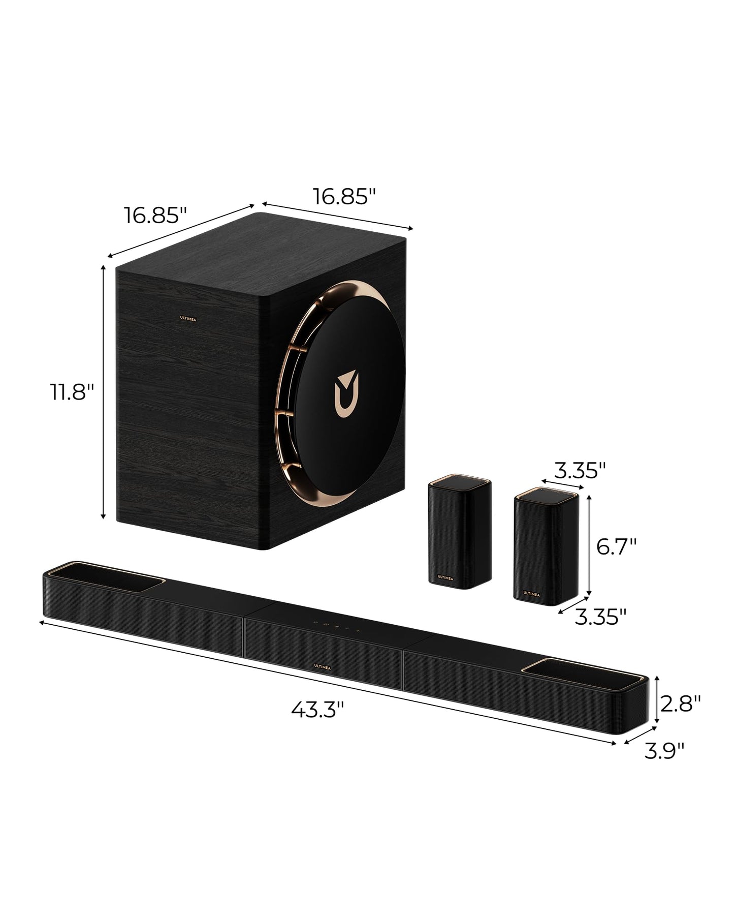 ULTIMEA Skywave X70 7.1.4ch Professional Wireless Surround Sound System for TV w/Dolby Atmos, 980W Sound Bar with 10" Wireless Subwoofer, 20Hz Low Frequency, GaN Amplifier, 4K HDR Pass-Through