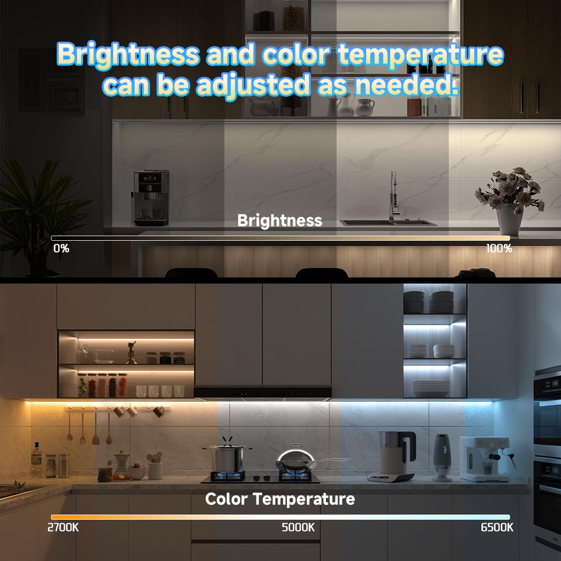 BTF-LIGHTING FCOB COB CCT 12V Kit Flexible High Density 640LED/m 9.84FT RF Dimmable Controller Tunable CT 3000K-6000K CRI 90+ LED Strips for Bedroom Kitchen Under Cabinet Indoor with DC12V Adapter