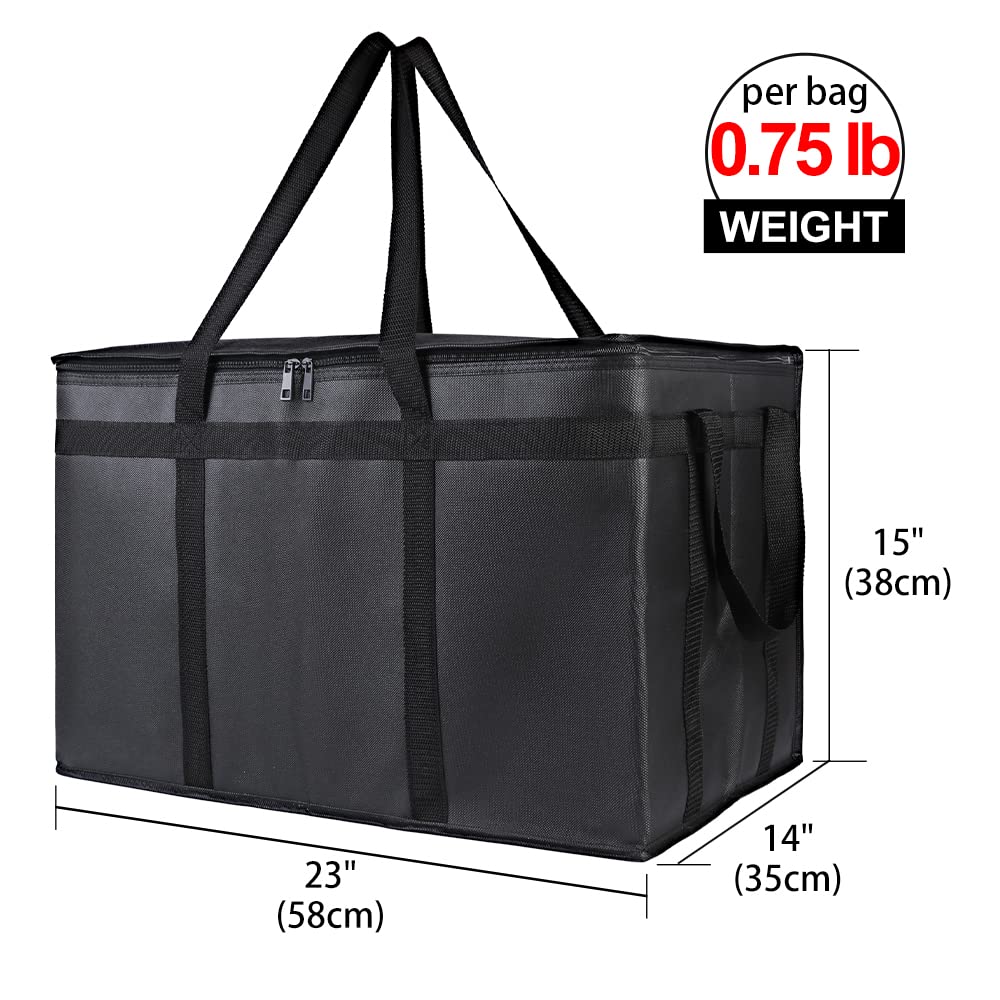 Bodaon Insulated Food Delivery Bag, XXXL Pizza Delivery Bags for Hot and Cold Food, Commercial, Large Capacity Reusable Warming Bag, Catering Cooler Bag for Rideshare, Warmers for Parties (Black, 1Pk)