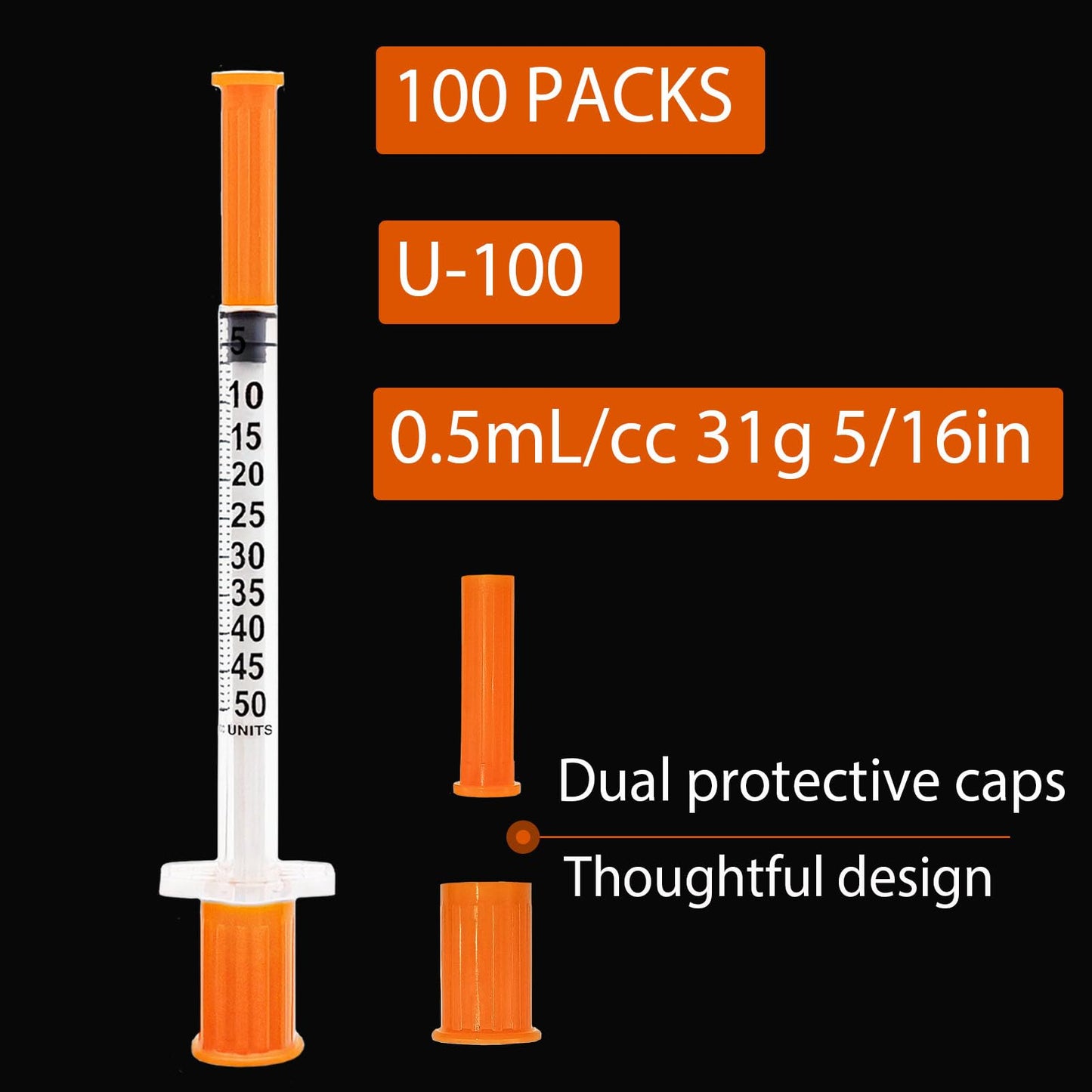 0.5mL/CC 31G 5/16in 8mm for Lab Refilling Supplies, Industrial Dispensing, Measurement,Individually Wrapped, 100PACK