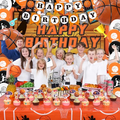 Basketball Birthday Party Decorations - Basketball Party Decorations Include Balloon Arch Kit Banner Cake Topper Backdrop ...