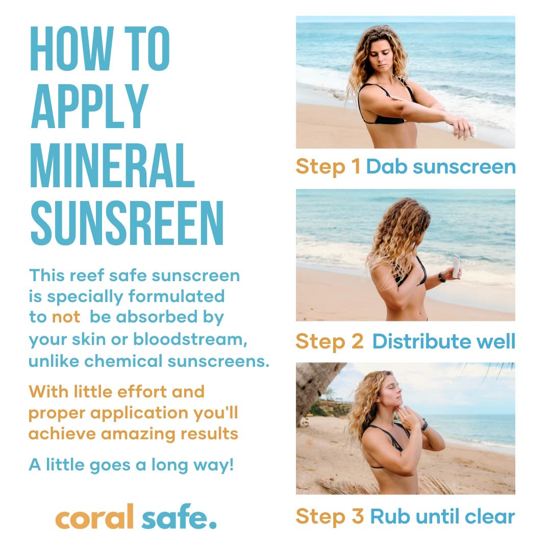 Reef Safe Sunscreen SPF 50 Facestick - Biodegradable, Hawaii & Mexico Approve, Zinc, Vitamin E, Oxybenzone & Octinoxate Free, Wa