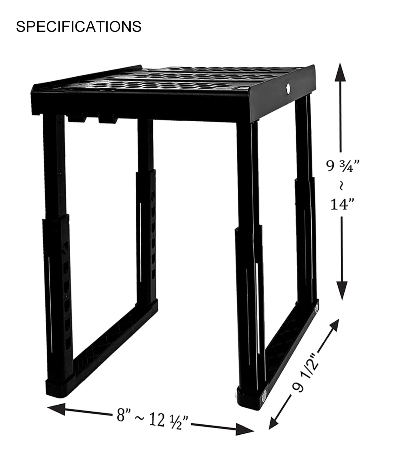 ABLinox Locker Organizer Shelf, Adjustable Width and Height, Ideal Locker for School, Office, and Gym Lockers (Black)
