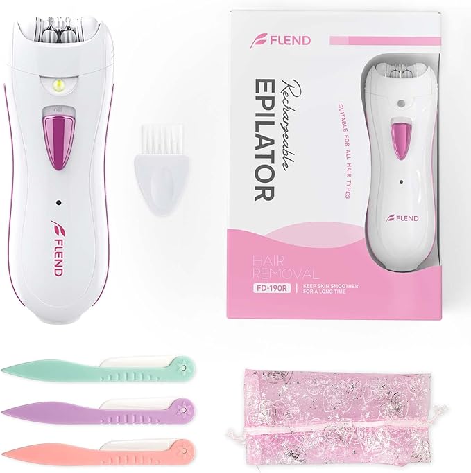 Epilator for Women, Smooth Glide Epilator Facial and Body Hair Remover with LED Light Rechargeable Hair Removal Device for Face, Bikini, Armpits, Arms, and Legs
