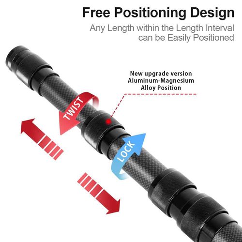 Telescopic Tarp Poles, Canopy Adjustable Carbon Fiber Poles Set of 2, Portable & Lightweight Tent Tarps for Awning, Camping, Hiking 118"