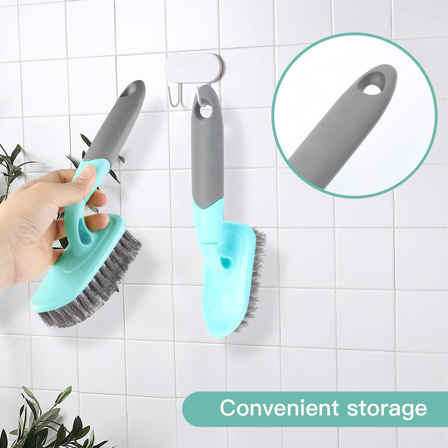 KUFUNG Scrub Brush, Cleaning Shover Scrubber with Ergonomic Handle Bristles for Bathroom Shower Sink Carpet Floor (9 inch, Blue)