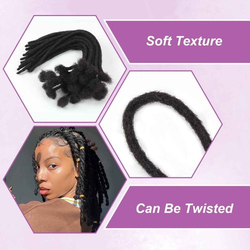 Vecago 12 inch 50 Strands Loc Extensions Human Hair, 0.4cm Width 100% Human Hair Dreadlock Extensions for Men/Women, Can be Dyed Soft Dreads Extensions,1b