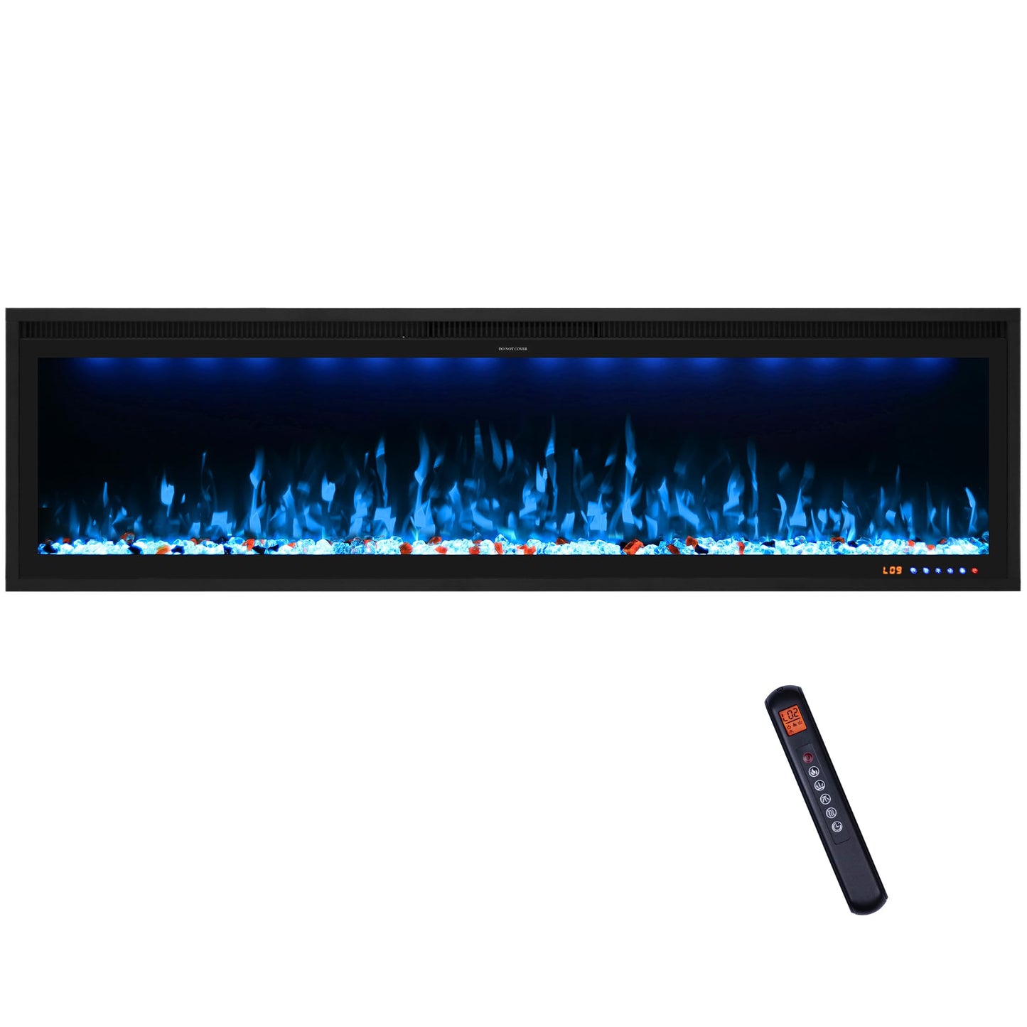 Valuxhome 60 inch Smart Wall Mounted/Recessed Electric Fireplace Inserts, Ultra-Thin Fireplace Heater, Adjustable Flame Effect, Log & Crystal, 400 Sq.ft, App & Touchscreen & Remote, 750/1500W, Timer