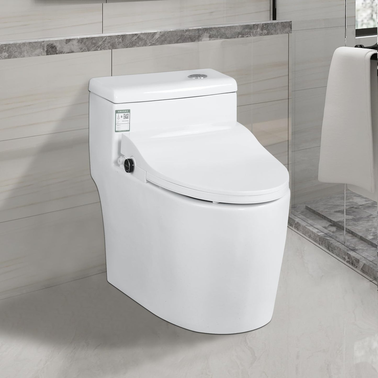 SIMENR Electric Bidet Toilet Seat Elongated, Instant Warm Water, Heated Seat with Dryer, Self-Cleaning Nozzle, Soft Close Lid & Night Light - Smart Bidet with Adjustable Temp, Pressure & Universal Fit