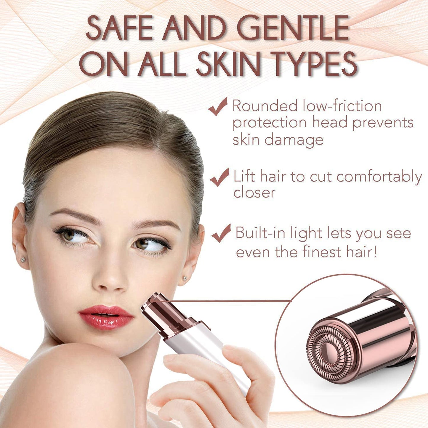 Facial Hair Removal for Women, Gurelax Electric Face Shaver, Painless Facial Hair Remover, Rechargeable Hair Removal Device for