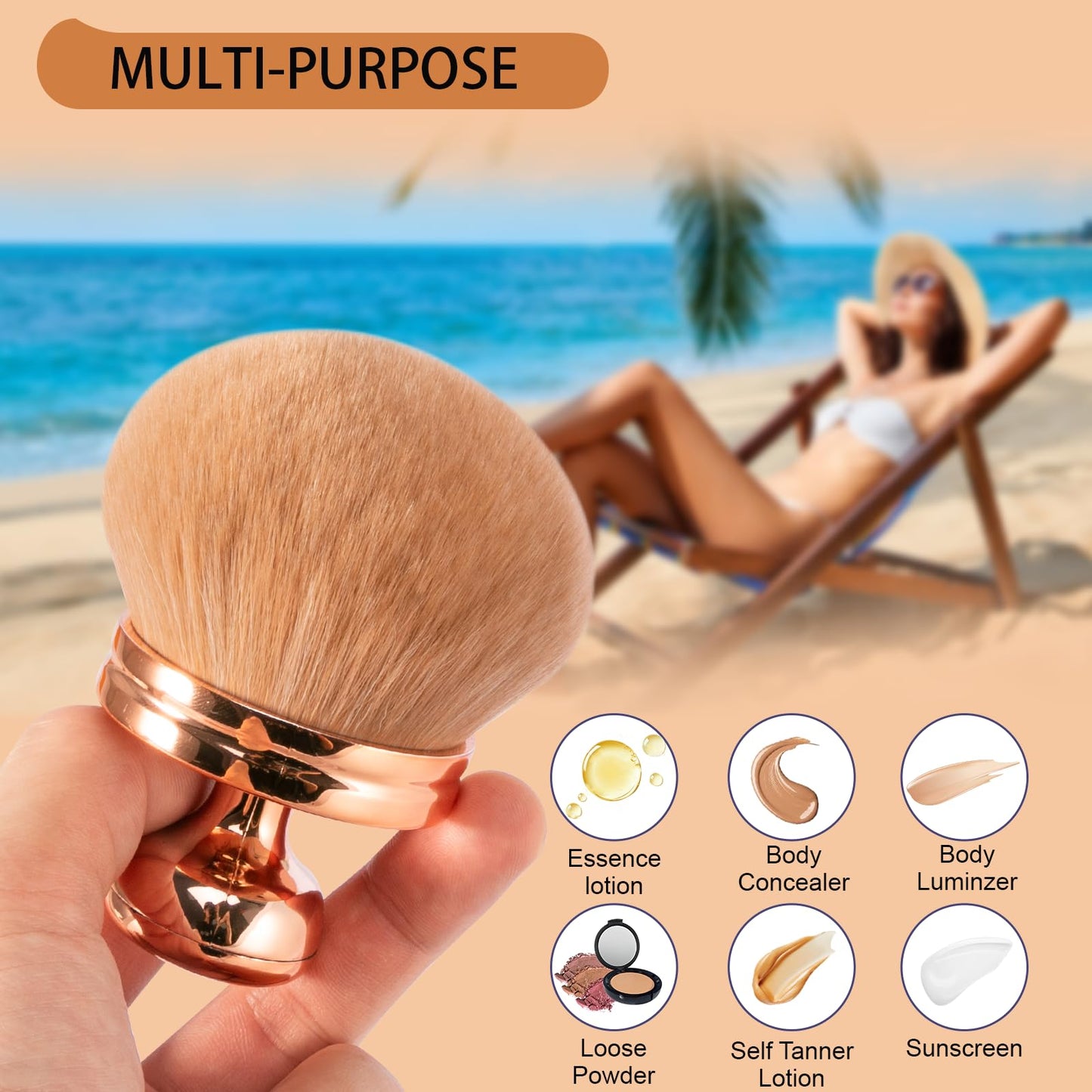 UNIMEIX Extra Large Body Makup Brush for Self Tanner Blend and Blur Body Brush, 3.0 Inch Wide-headed Sunscreen Applicator for Fa