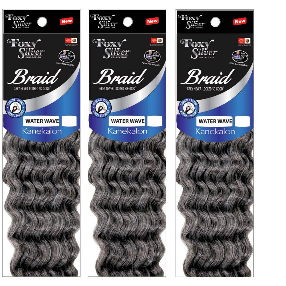 Foxy Silver (Foxy Braid - Water Wave - 24 Strands - 12 Inch - 3 Packs) - Synthetic Crochet Braiding Hair in 280