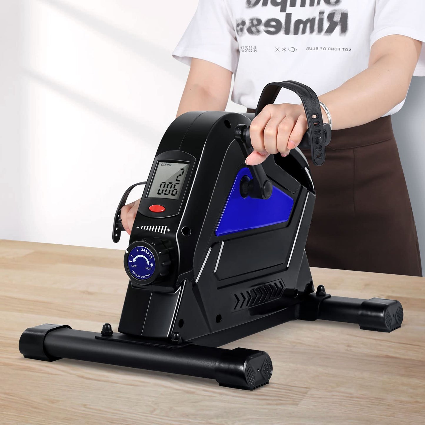 Under Desk Bike Pedal Exerciser, Himaly Mini Exercise Bike with Magnetic Resistance, Portable Peddler Foot Cycle for Arm & Leg with LCD Screen Display