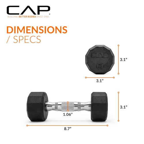 CAP Barbell 50 lbs Coated 12 - Sided Dumbbell Set, 5LBx2, 20lbx2