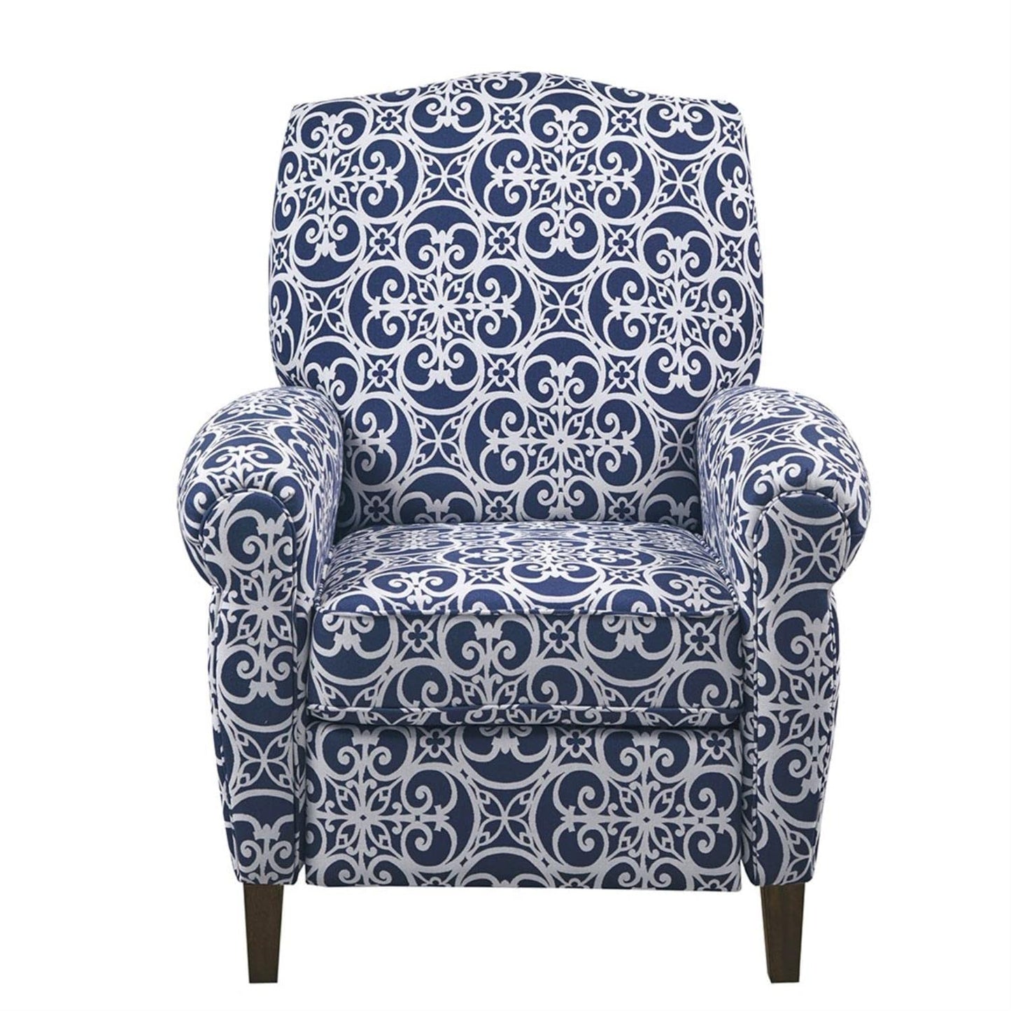 Madison Park Chic Recliner Chair for Living Room, Comfy Reading Chair, Padded Seat Backrest, Solid Wood Legs, Indoor Furniture for Bedroom Décor, Apartment, Single Sofa Home Theater - Navy Kirby