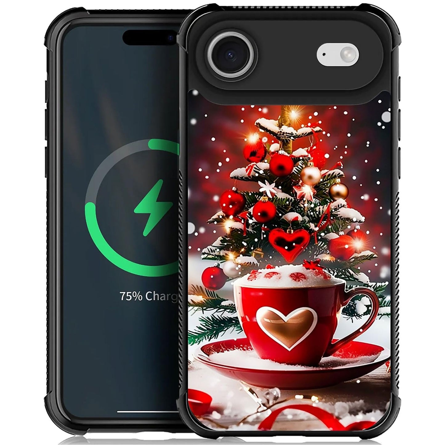 XUANWENPA for iPhone 17 Air Case,The Black Shell Design is Bright,Anti Drop and Dust-Proof,Christmas Tree Love Cup.