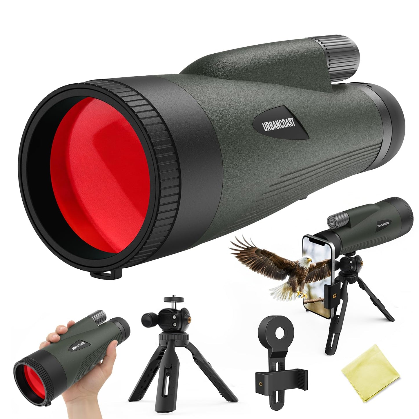 15x65 Monoculars for Adults High Powered - Monocular Telescope with Phone Adapter & Tripod - Super Bright Waterproof Monocular w