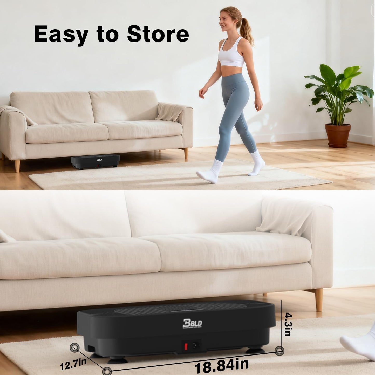 BBLD Vibration Plate Exercise Machine, 200 Levels Whole Body Vibration Platform for Body Toning, 330LB Capacity 4.3" Ultra-Thin Silent Fitness Plate with 10 Auto Modes for Home Gym