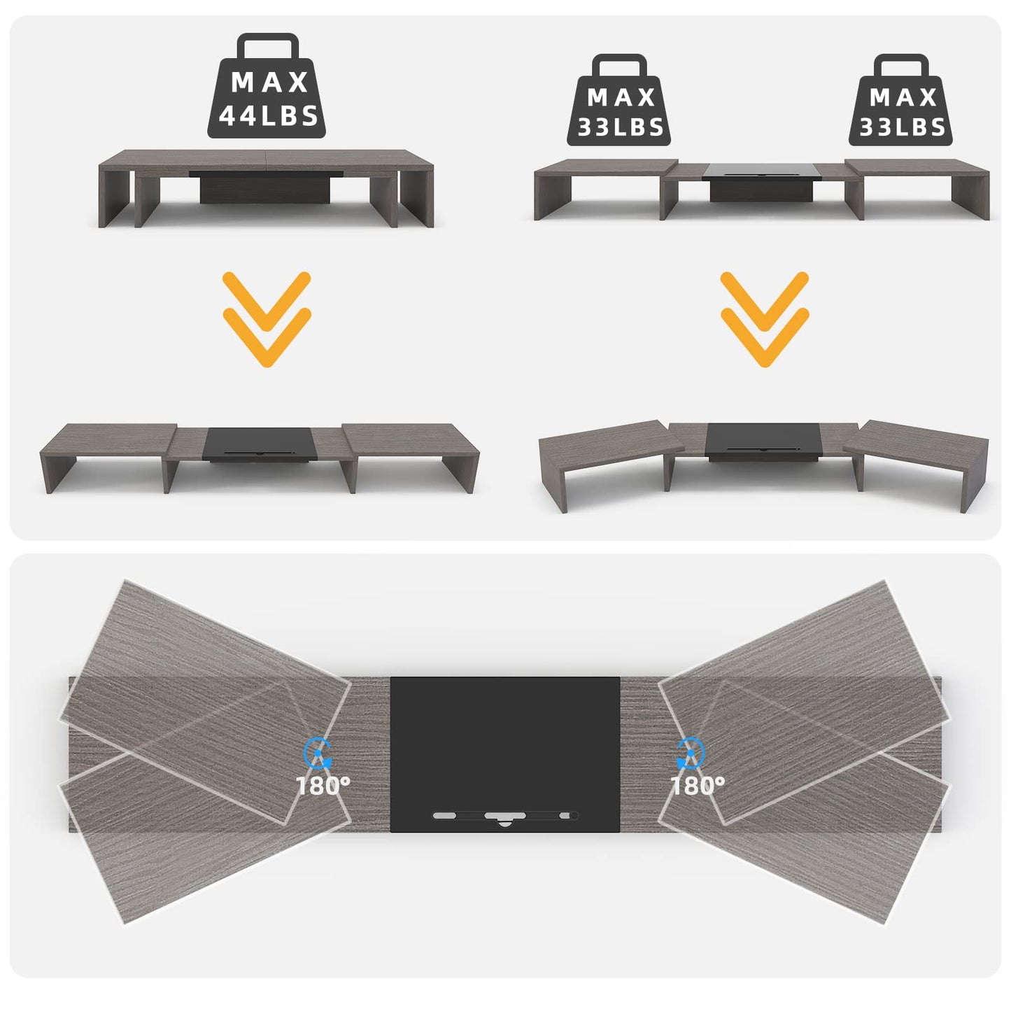 Westree Triple Dual Monitor Stand Riser, 56 Extra Long Monitor Stand For 1~2~3 Monitors, Monitor Stand With Length And Angle Ad