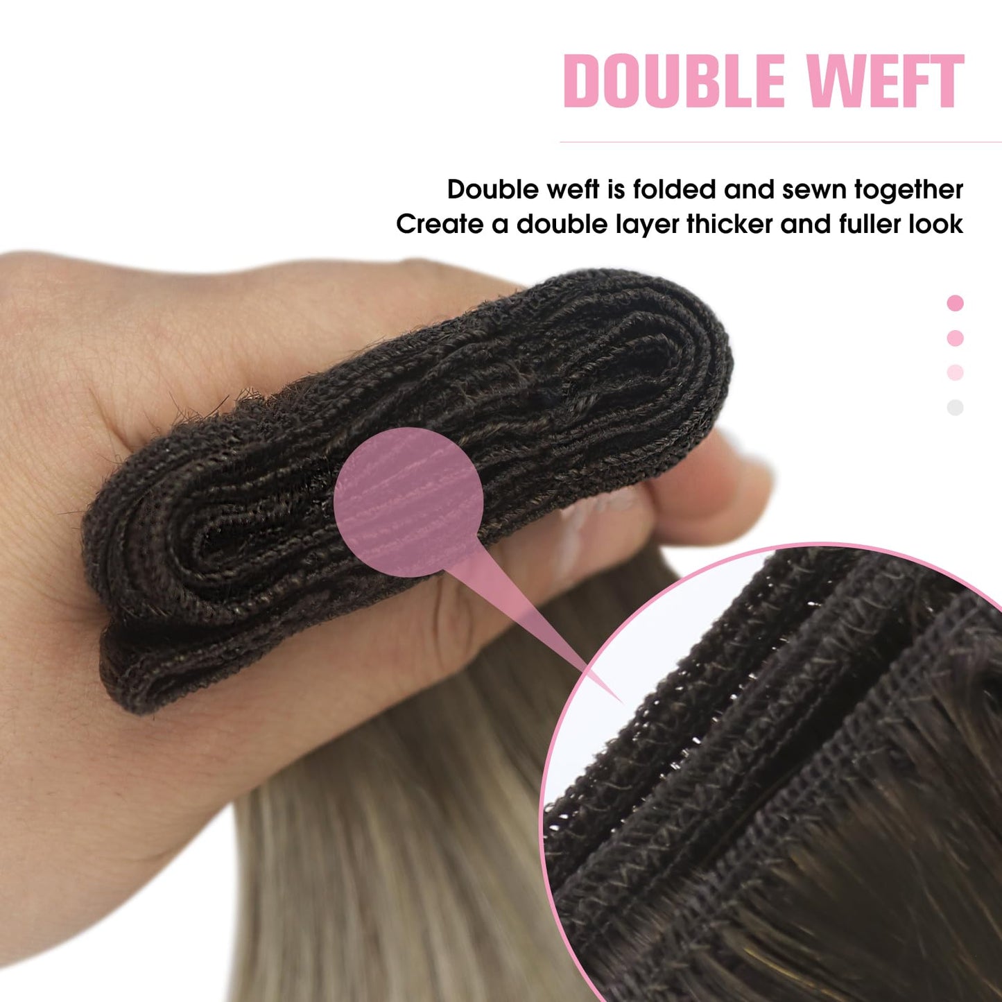 YoungSee Weft Hair Extensions Human Hair Brown Ombre Sew in Extensions Human Hair Dark Brown Ombre Light Brown with Blonde Weft