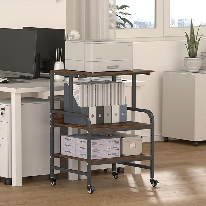 STEELIST Printer Stand for Home Office, 32.48 X 22.05 X 18.9 Rolling Printer Cart with Heavy Duty Casters, Large Storage Stand for Scanner, Fax, Metal Printer Stand for School, Workshop, Studio