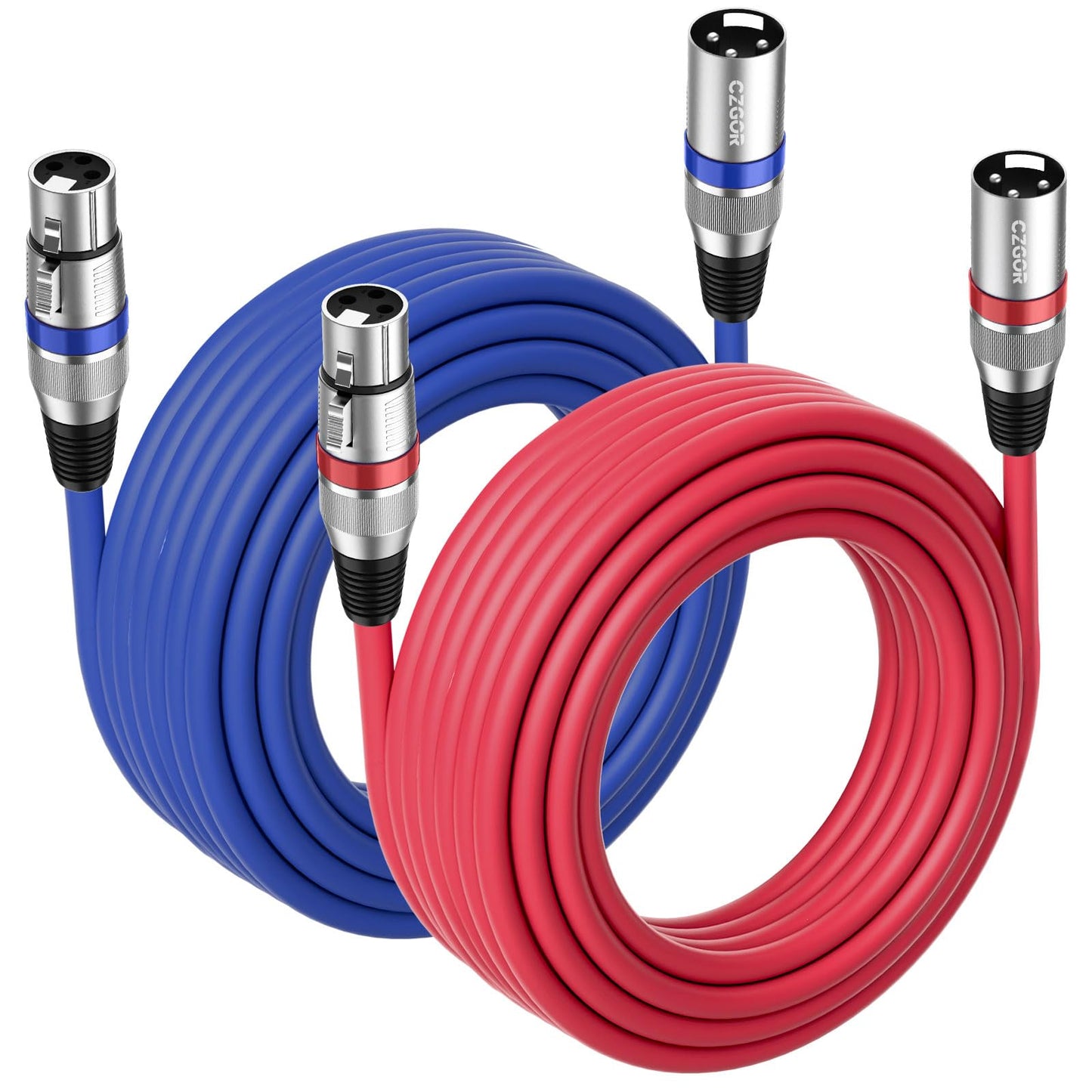 Czgor XLR Cables 25 ft 2 Pack, 3-Pin XLR Microphone Male to Female Cable, Compatible with Microphones, Mic Mixer, Speakers and M