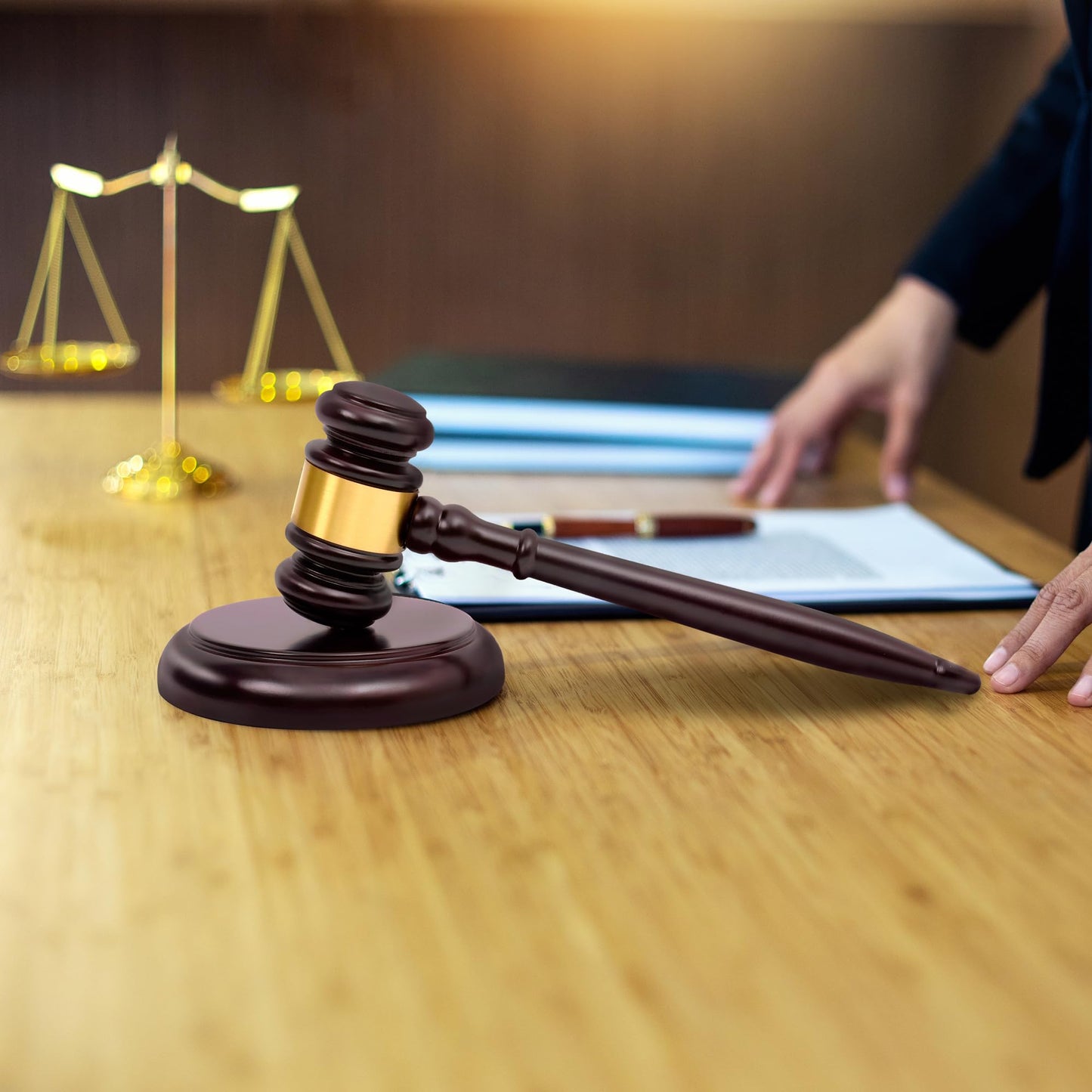 Apexstone Wooden Gavel and Block Set, Wooden Gavel and Sound Block Set for Lawyer Judge Auction Sale Gift