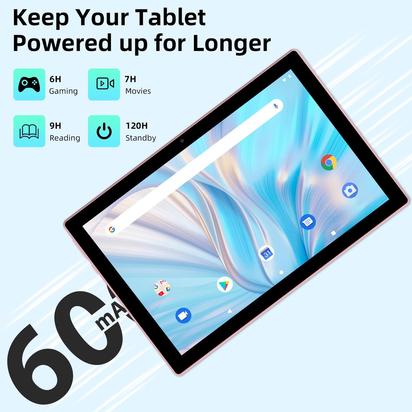 Zzb 2 In 1 Tablet With Keyboard Case Mouse Stylus Pen, 10 Inch Tablet Android 14.0 Tablets Pc Set, 8Gb Ram+64Gb Rom Tableta Comp