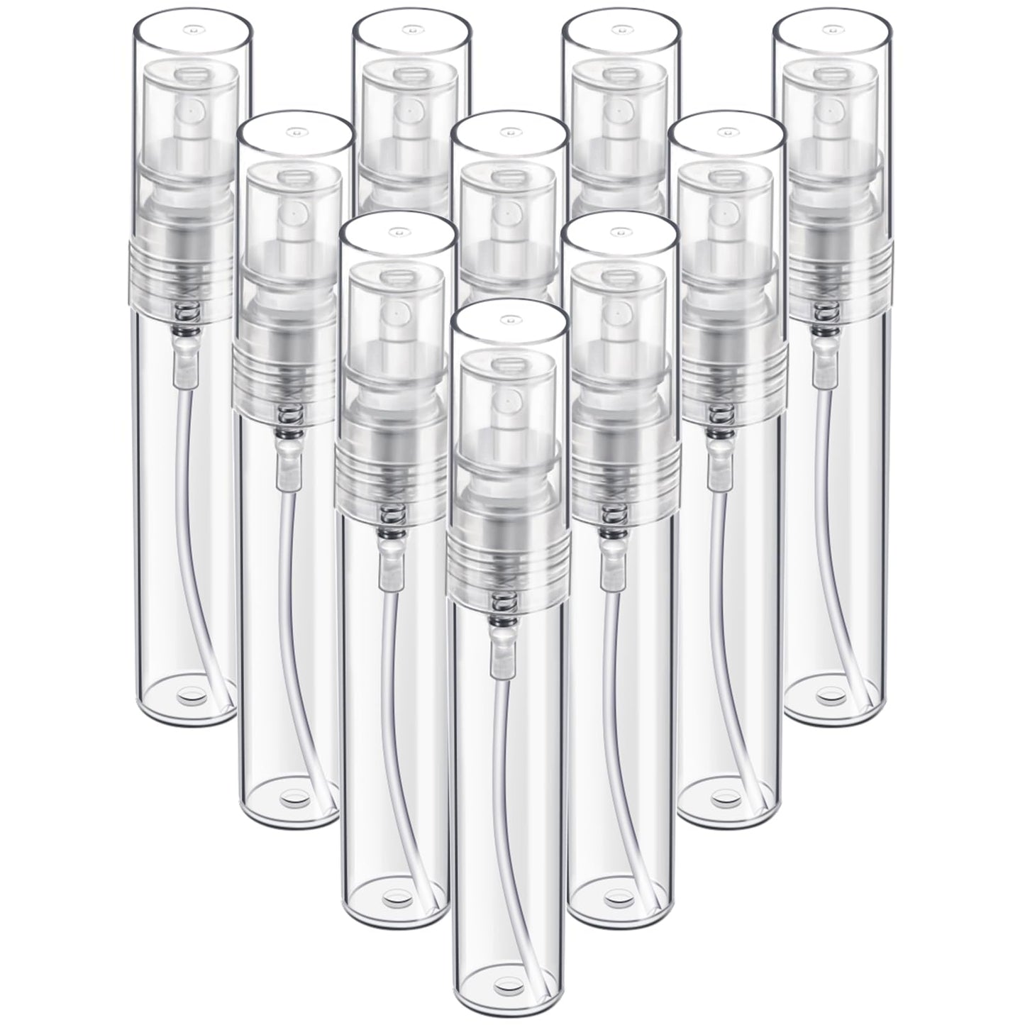 Fandamei Mini Spray Bottle, 10 Pack 5ml Mini Plastic Spray Bottle Empty, Fine Mist Refillable Mini Perfume Bottle, Perfume Atomizer, Small Sample Containers, Plastic Portable Travel Bottle, Clear
