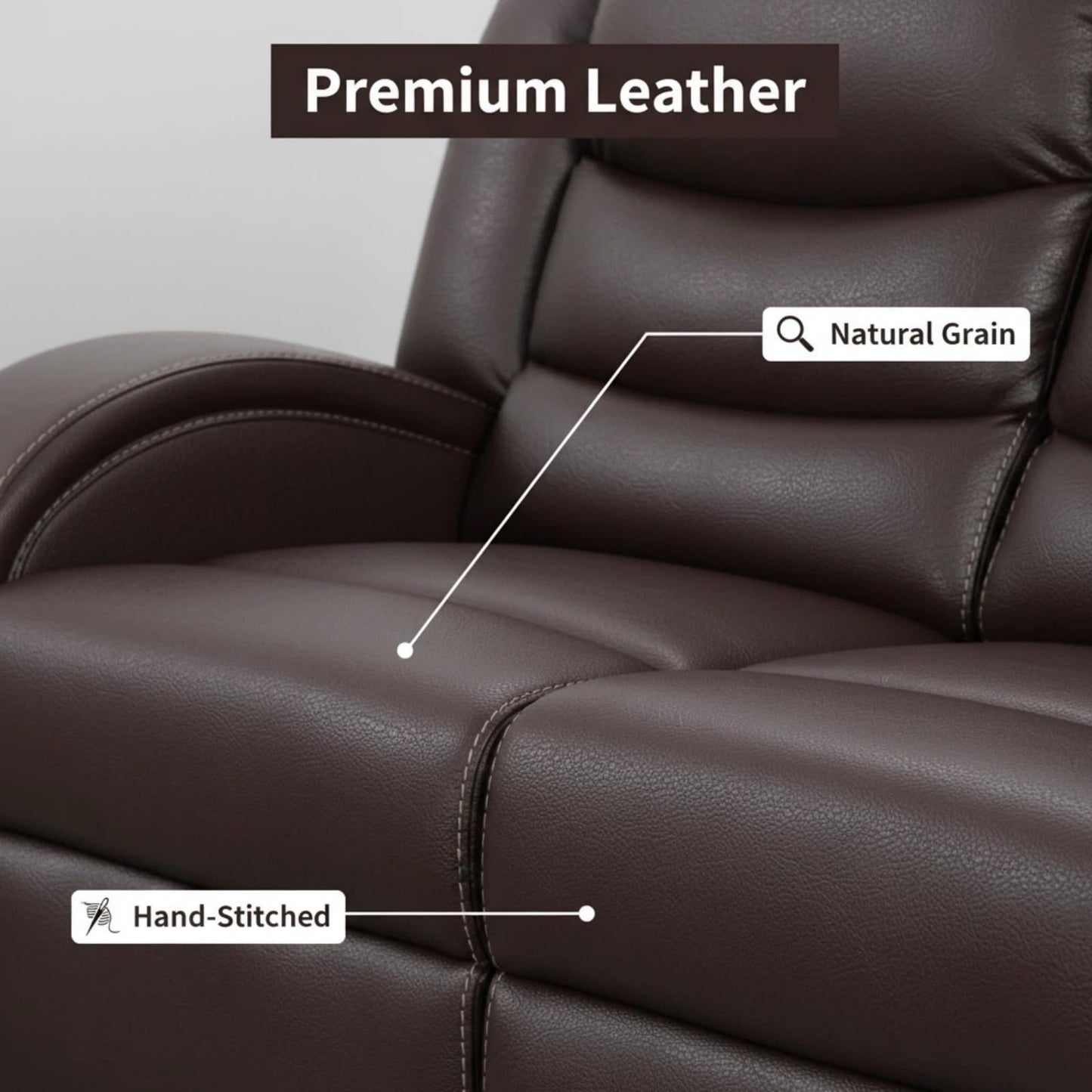 Trygoal Leather Recliner Sofa Set, Living Room Furniture Set, Adjustable Backrest Reclining 3-Seat Sofa & Manual Recliner Chair, Comfortable Reclining Seats for Home Theater, Apartment, Brown