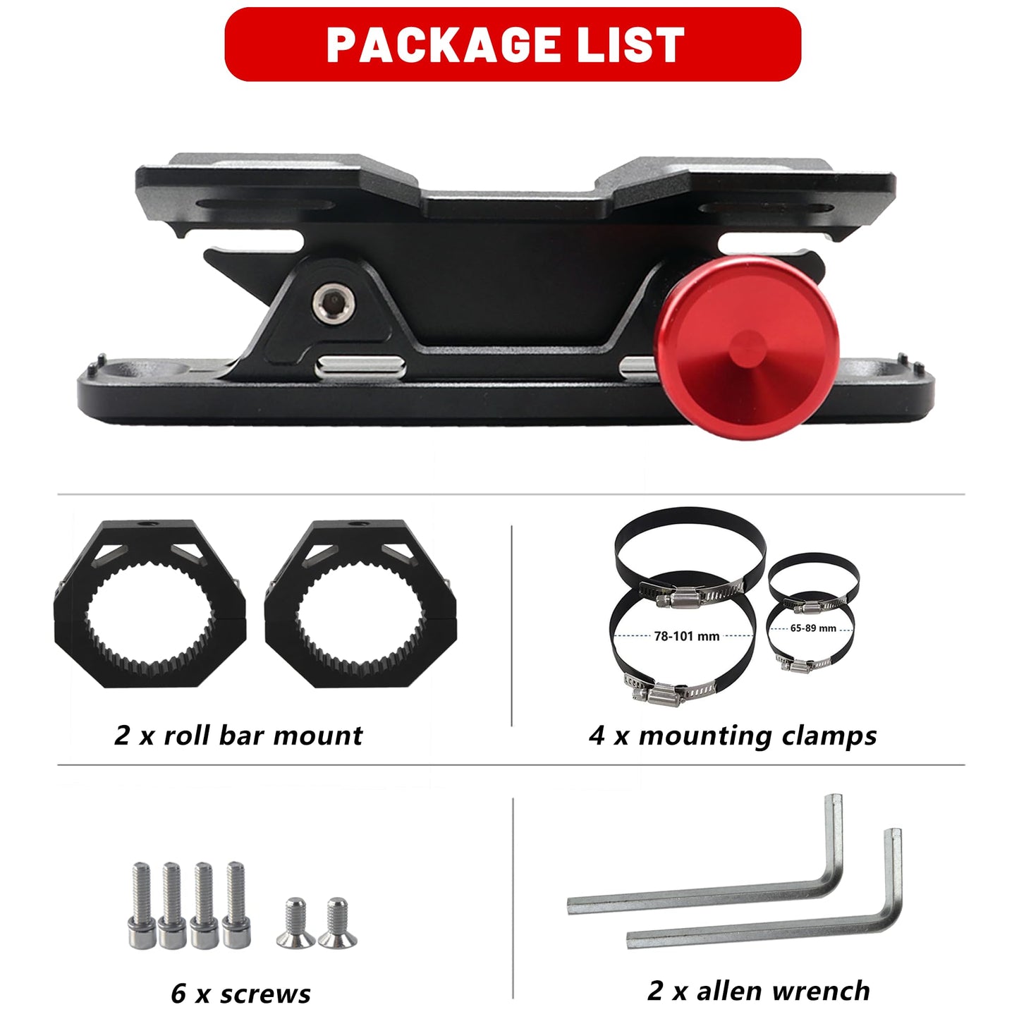 UTV Fire Extinguisher Mount Kit - Aluminum Adjustable Quick Release Roll Bar Car Fire Extinguisher Bracket Holder for 1.75-2in Roll Bar UTV Compatible with Polaris RZR SXS Ranger Camper Jeep Can-Am