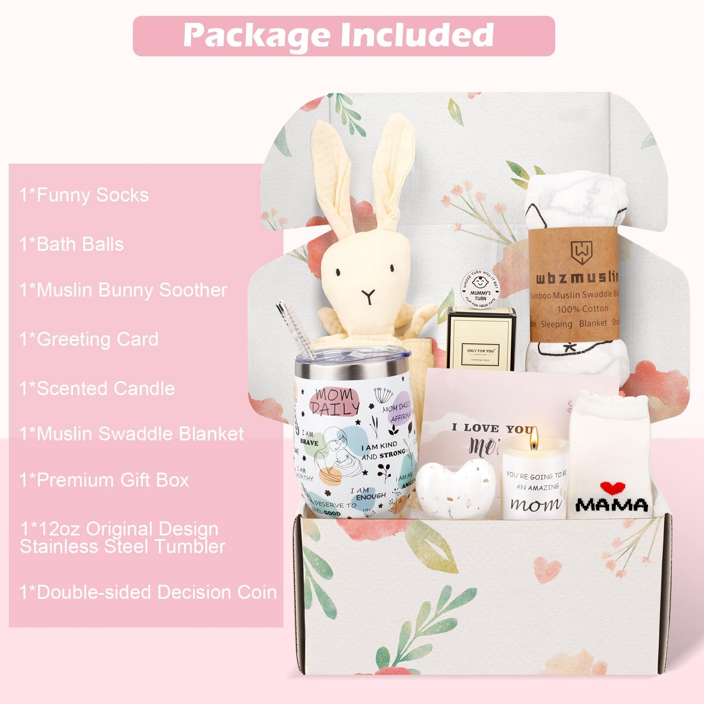 New Mom Gifts - 9PCS New Mom Care Package After Baby, Baby Gifts for Girls, First Time Mom Essentials, New Mom Gifts for Women After Birth, Pregnancy Gifts for Women and Baby