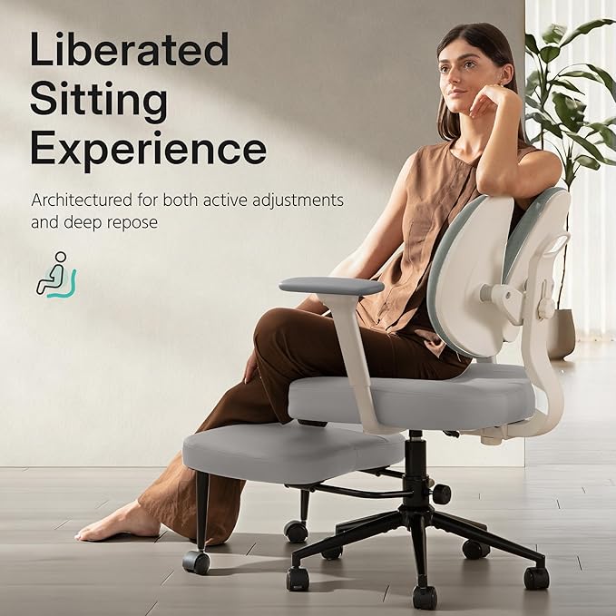 AreShark Criss Cross Office Chair with Armrest Wheels & Stretchable Rotating Footrest, Ergonomic Cross Legged Swivel Chair with Back Support& Adjustable Height for Yoga Kneeling Meditation Home Office