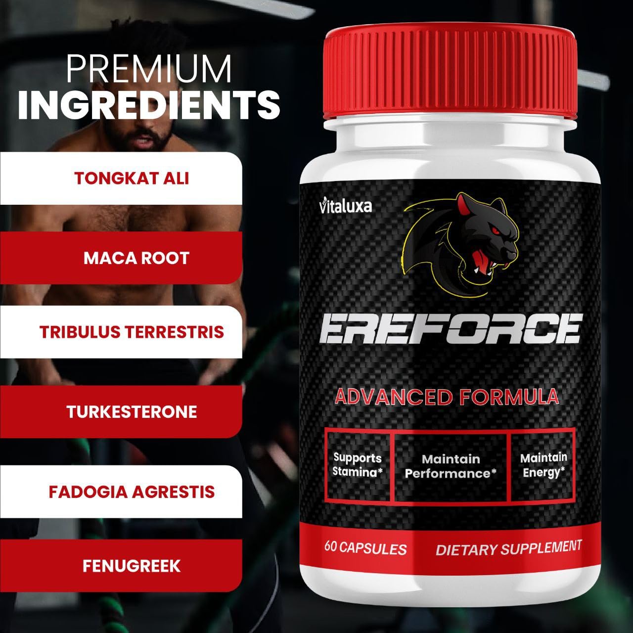 Ereforce Capsules, Ereforce Men's Supplement Performance Eforce Blend Maximum Strength Support, Ere Force Pills Premium Daily Energy Advanced Formula Overall Health Wellness Reviews (60 Capsules)